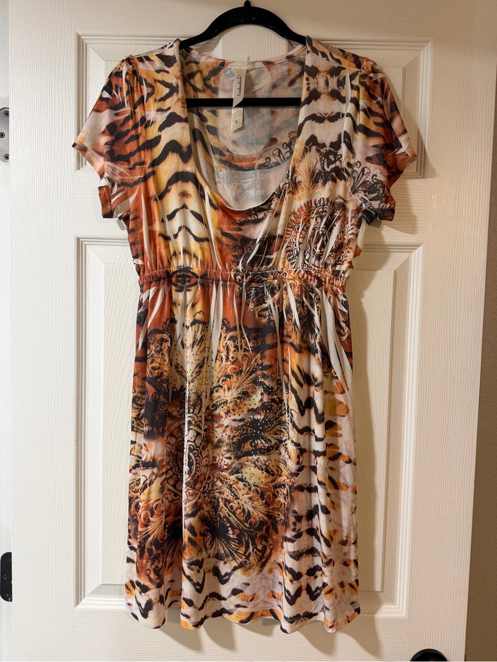 Cristina Love Y2K Bedazzled Animal Print Dress